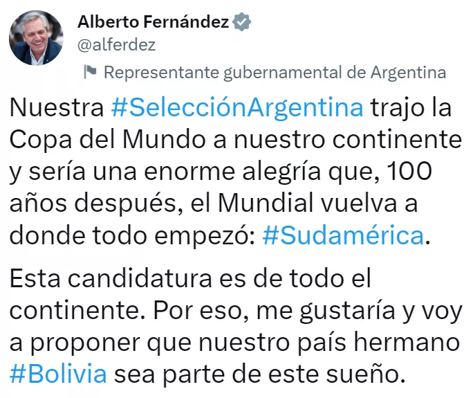 Alberto Fernández quiere el mundial 2030- 7 feb