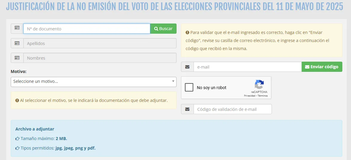 justificacion no emisión del voto