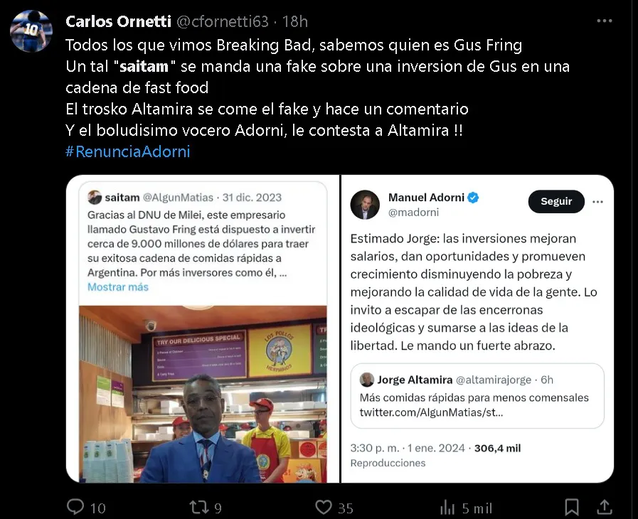 Altamira y Adorni bochorno en las redes