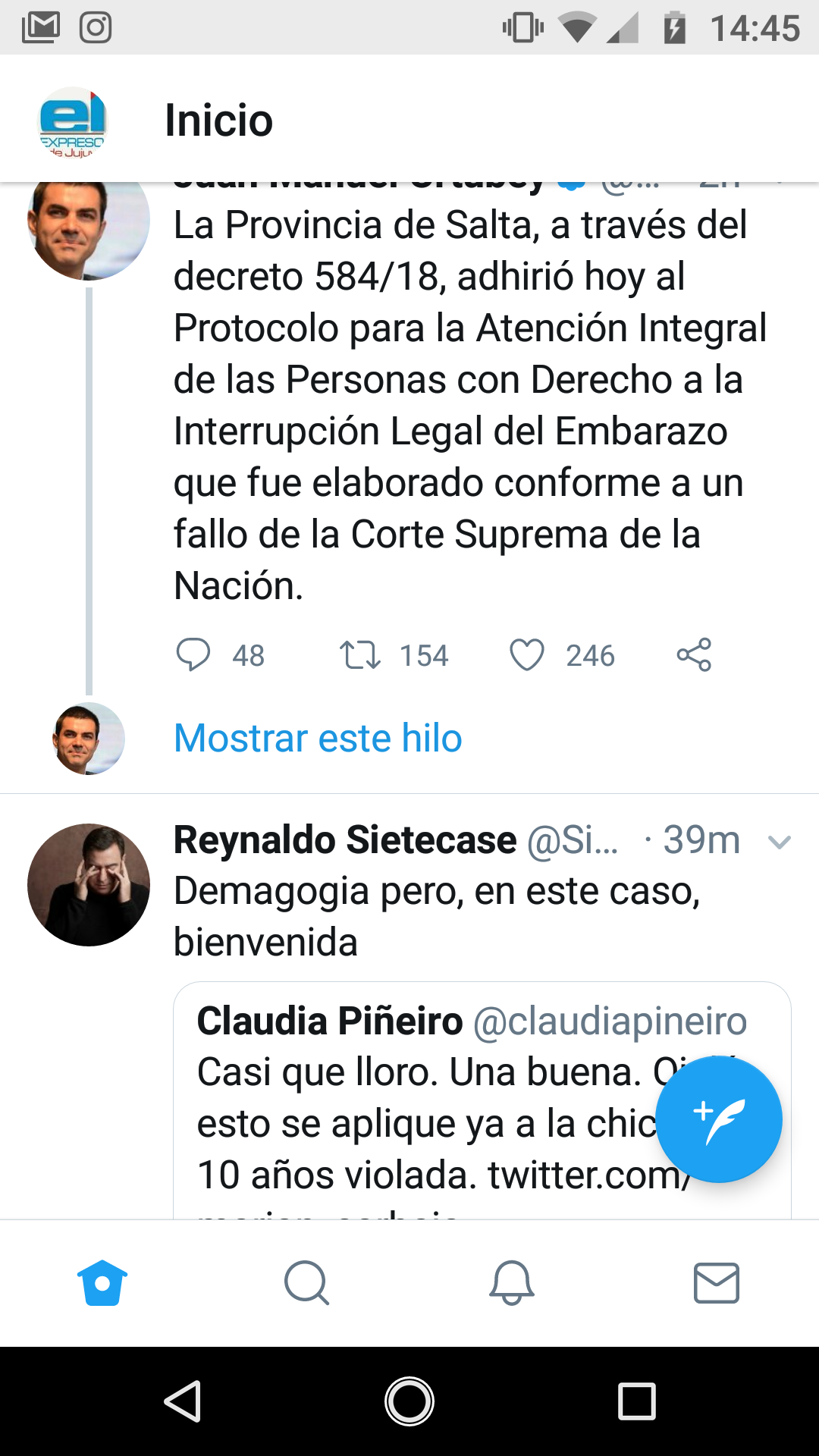 ABORTO- anuncio de Urtubey y repercusión