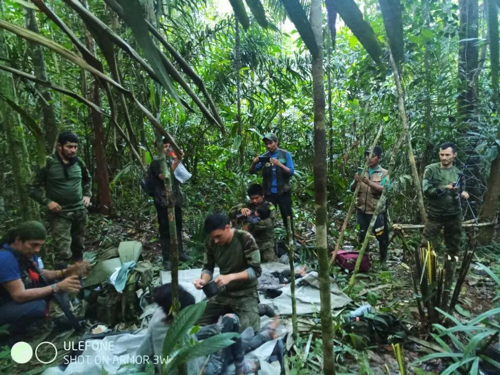 COLOMBIA cuatros niños sobresalientes al caer un avion en la selva