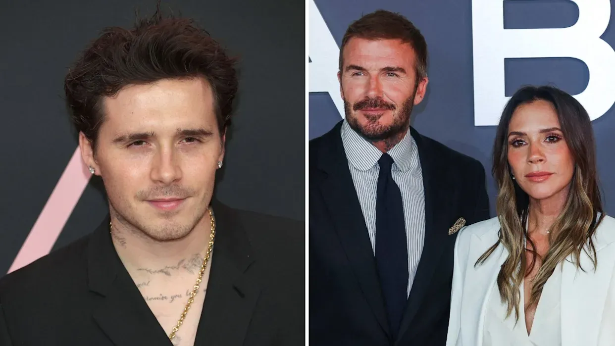 Brooklyn David y Victoria Beckham