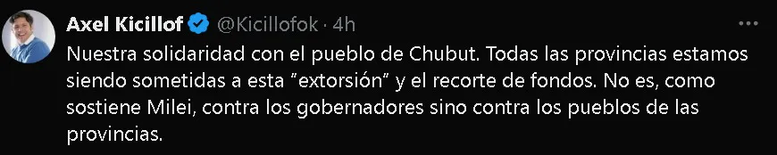 CHUBUT la solidaridad de Kicillof