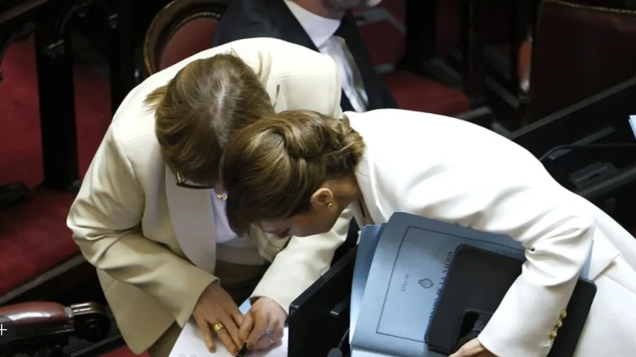 Bullrich lidera el Senado- aquí dándole instrucciones a Flavia Royón