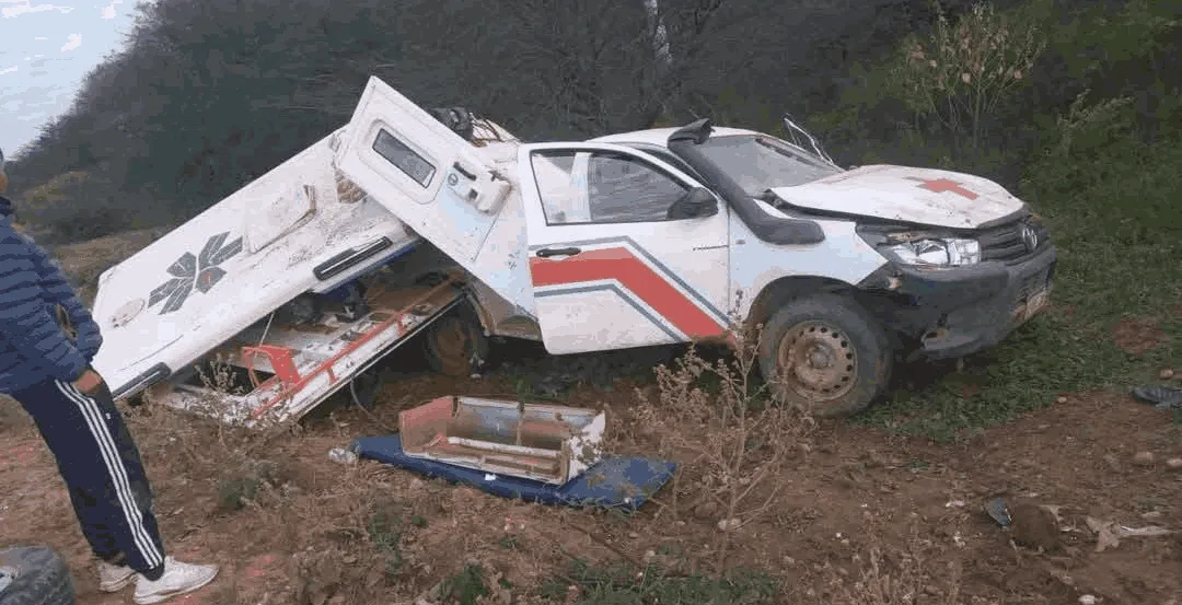Santa Victoria Este ambulancia embistió a una vaca y se destrozó 002