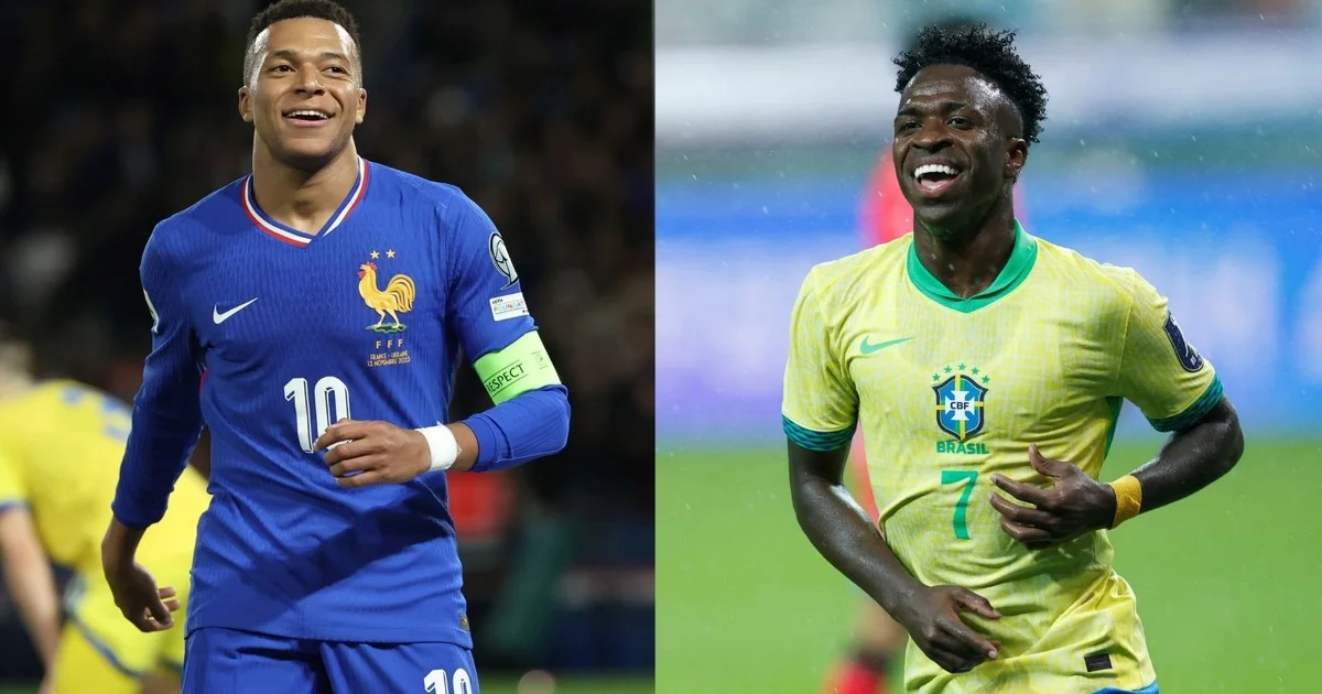 brasil francia - Kylian Mbappé y Vinícius Júnior