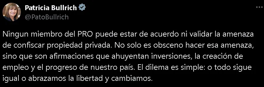 CHUBUT - Bullrich salió en contra del PRO y los gobernadores