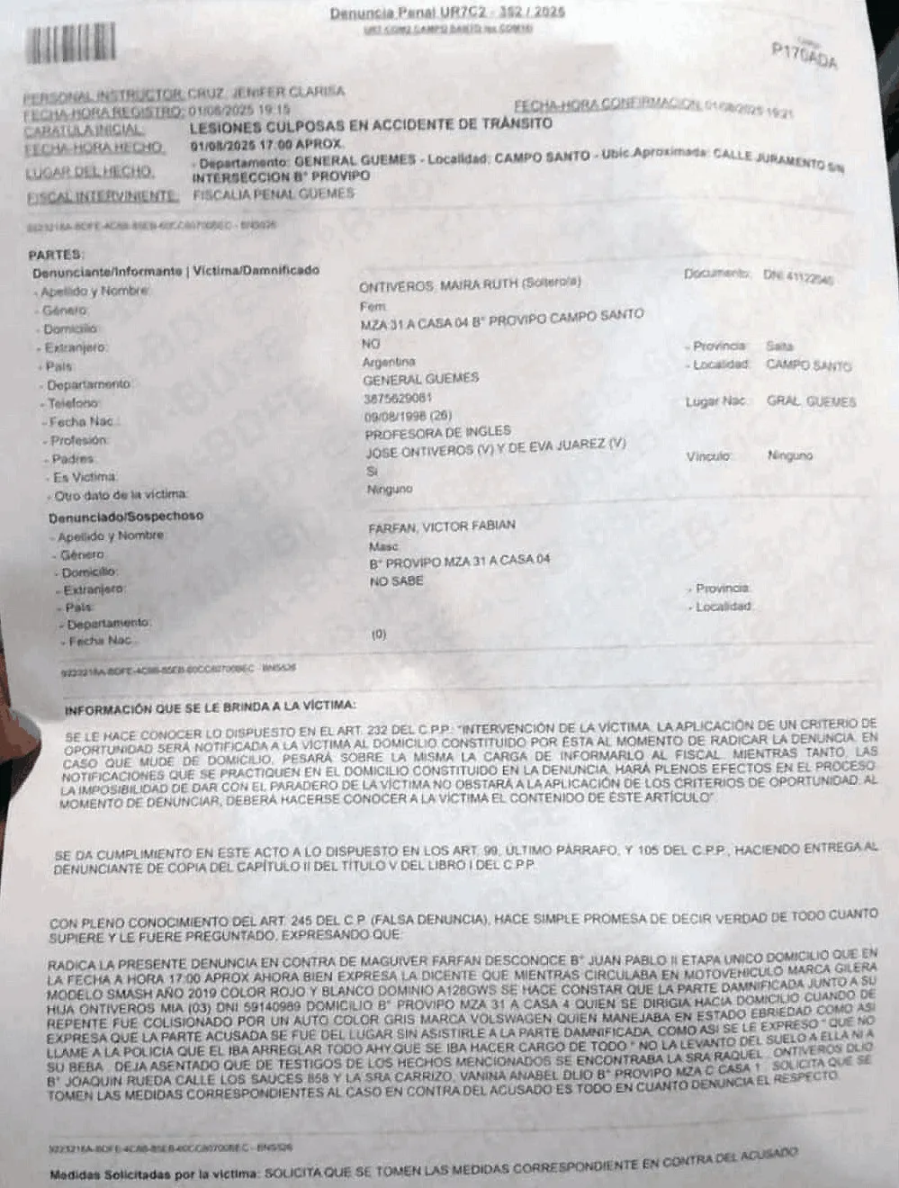 CAMPO SANTO concejal Fabián Farfán chocó y se fugó 008